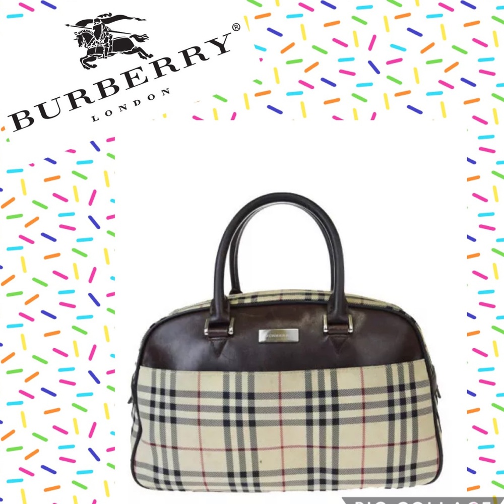 👜 BURBERRY Nova Check Nylon Leather Plaid Beige